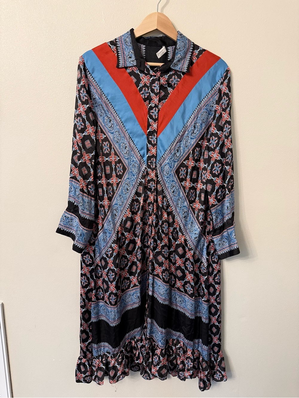 Sandro Paris John Mixed Print Midi Shirt Dress EU 38 US M - Picture 3 of 11